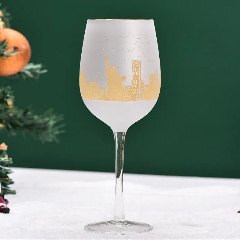 450/520Ml Christmas Tree Goblet Red Wine Glass Egg Cups Electroplating Engraving Champagne Glass Christmas Party Home Goblet
