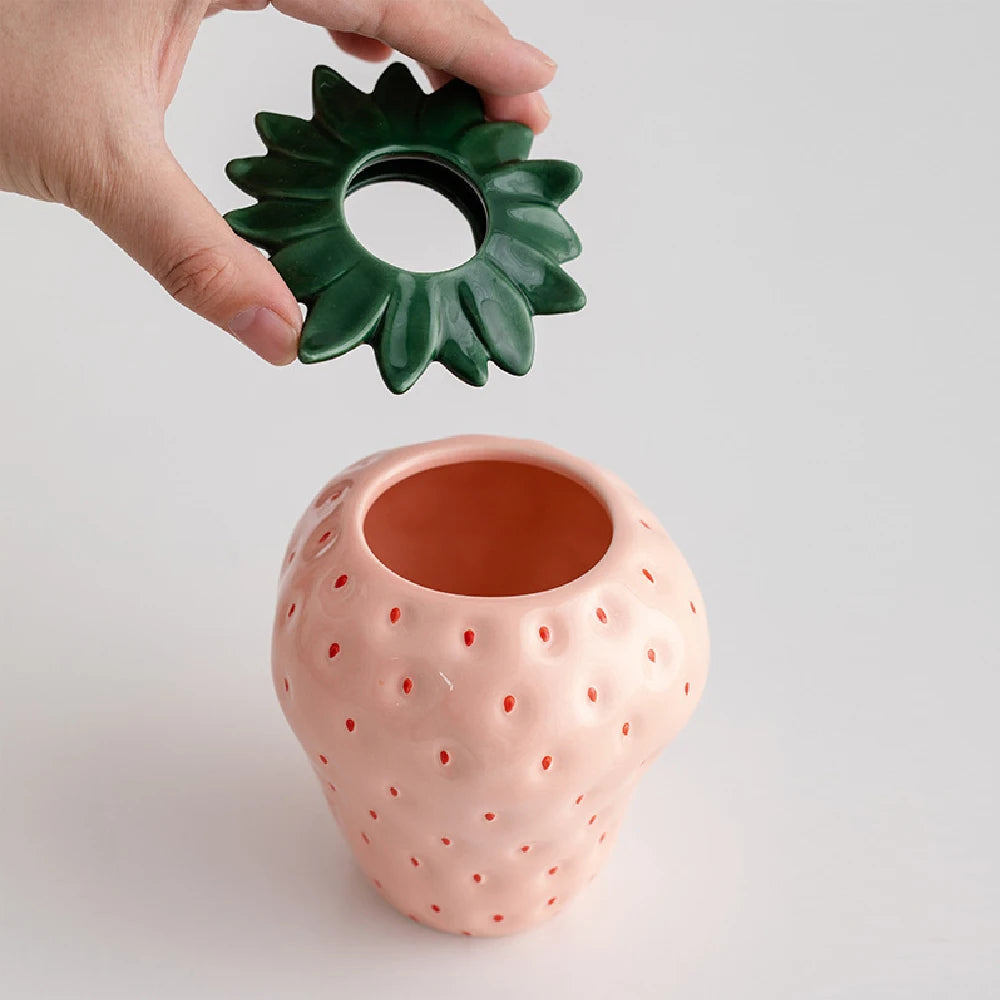 Strawberry ceramic vase/ flowerpot - home decoration and ornaments