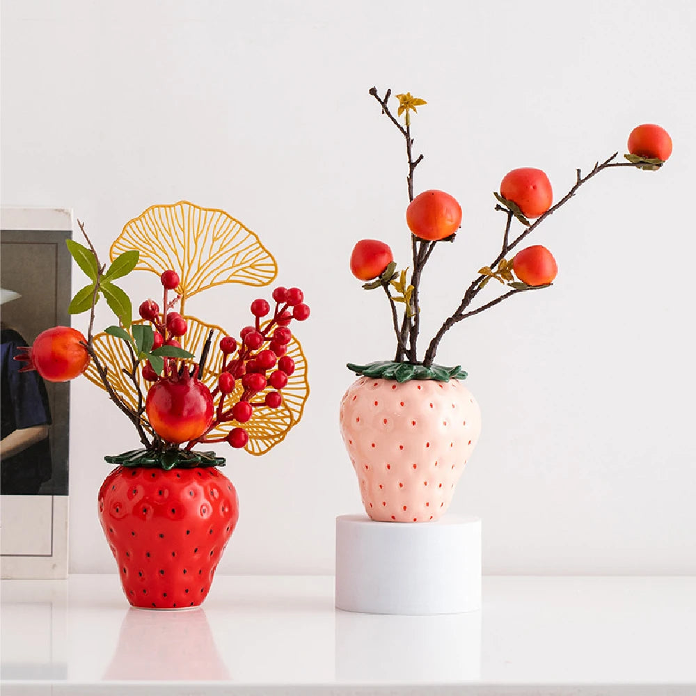 Strawberry ceramic vase/ flowerpot - home decoration and ornaments