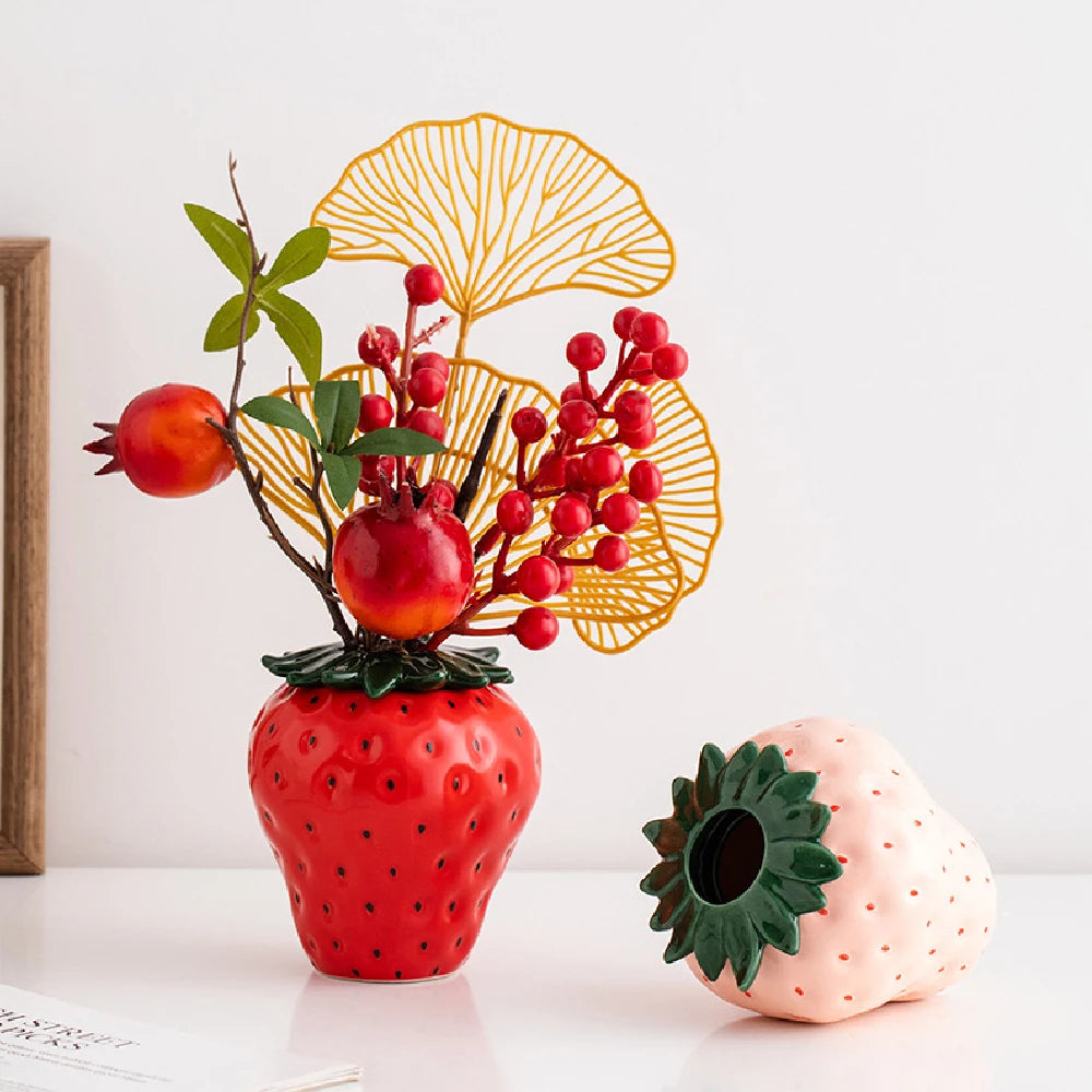 Strawberry ceramic vase/ flowerpot - home decoration and ornaments